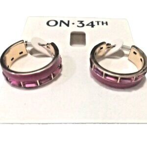 NWT Pink Hoop Women's Earrings Gold Pink Gem Woman Girls Jewelry New Golden Cute